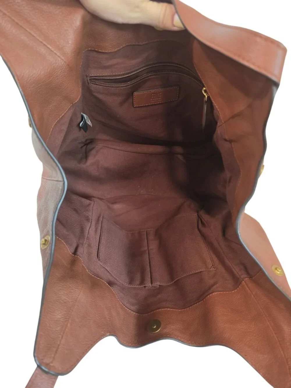 Frye Madison Cognac Leather Shoulder Hobo Bag Magnetic Closure Gold Hardware